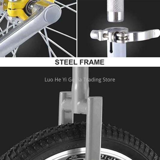 Mandotos 28-inch unicycle with brakes, heavy-duty frame, suitable for tall men and teens, featuring a large balance bike design.
