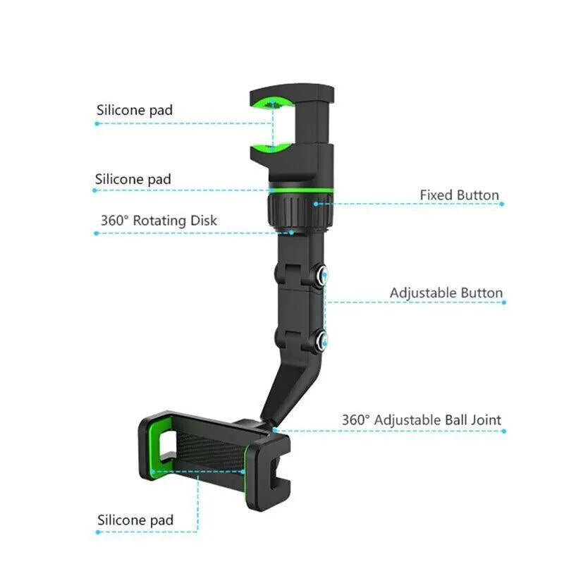 360° Adjustable Car Mirror Phone Mount - MANDOTOS