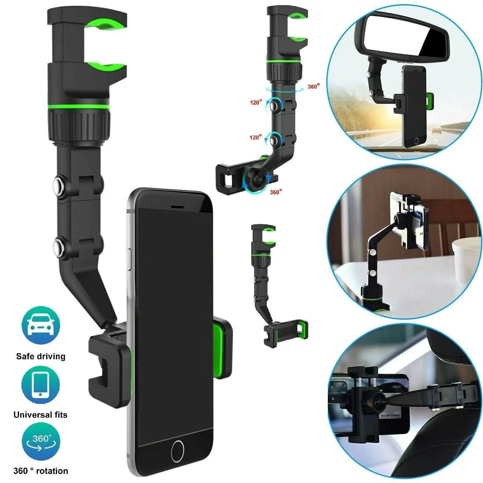 360° Adjustable Car Mirror Phone Mount - MANDOTOS