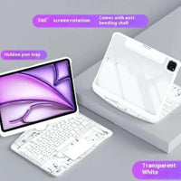 Mandotos 360° swivel keyboard clear case showing a transparent protective cover for a computer keyboard.