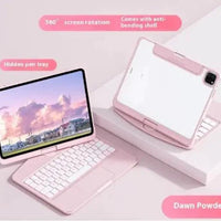 Mandotos 360° swivel keyboard clear case showing transparent protective cover for a standard keyboard.