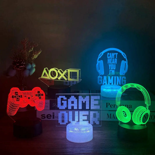 MANDOTOS 3D LED RGB gamer light with vibrant, colorful lighting effects for gaming setups and PC desks.