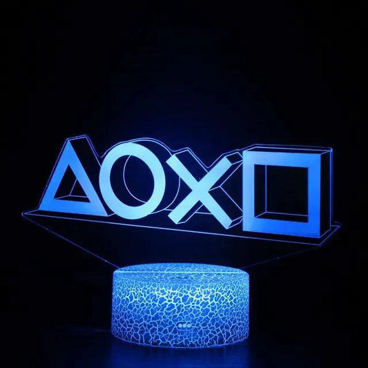 Mandotos 3D LED RGB gamer light with vibrant color display and gaming-themed design for immersive gaming room decor.