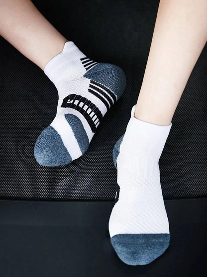 3Pair Professional Fitness Sports Socks Towel Bottom Non-Slip Running Socks Men Women Short Quick-Drying Basketball Training Sox - MANDOTOS