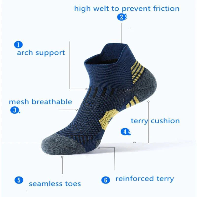 3Pair Professional Fitness Sports Socks Towel Bottom Non-Slip Running Socks Men Women Short Quick-Drying Basketball Training Sox - MANDOTOS