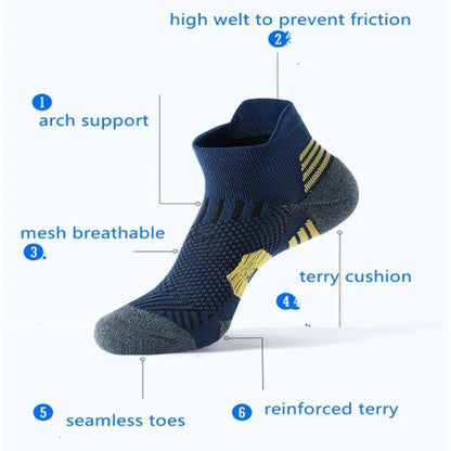 3Pair Professional Fitness Sports Socks Towel Bottom Non-Slip Running Socks Men Women Short Quick-Drying Basketball Training Sox - MANDOTOS