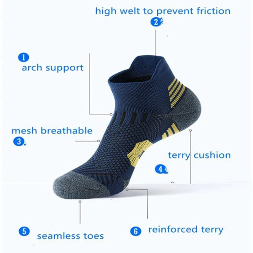 3Pair Professional Fitness Sports Socks Towel Bottom Non-Slip Running Socks Men Women Short Quick-Drying Basketball Training Sox - MANDOTOS