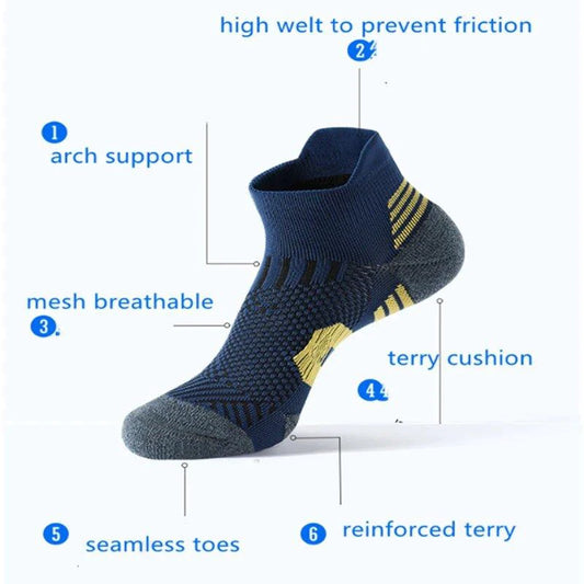3Pair Professional Fitness Sports Socks Towel Bottom Non-Slip Running Socks Men Women Short Quick-Drying Basketball Training Sox - MANDOTOS