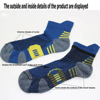Mandotos 3-pair professional fitness sports socks with towel bottoms, non-slip grip, quick-drying fabric for men and women.