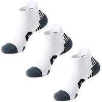 Mandotos 3-pair professional fitness sports socks with towel bottom, non-slip grip, quick-drying material for men and women.