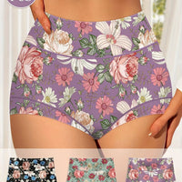 Mandotos 3-piece high-waisted women's panties with printed patterns, tummy tightening, hip lifting, and comfortable fit.
