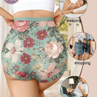Mandotos 3-pack high-waisted women's panties with printed patterns, tummy tightening, and hip-lifting design for comfortable fit.