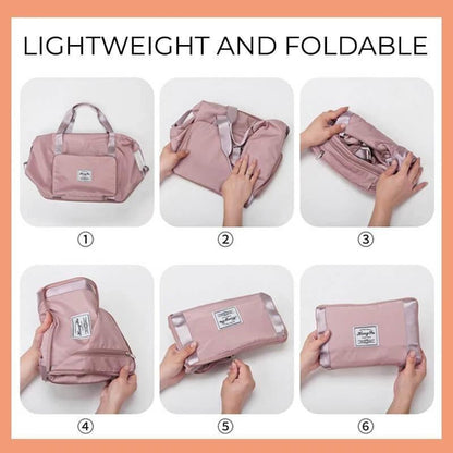 Foldable Storage Travel Bag Waterproof Large Capacity Gym Fitness Bag Weekender Overnight For Women Mandotos