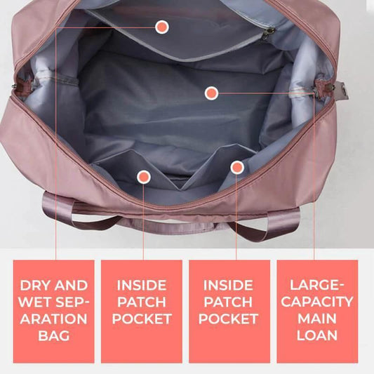 Foldable Storage Travel Bag Waterproof Large Capacity Gym Fitness Bag Weekender Overnight For Women Mandotos