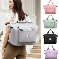 Mandotos folding travel bag for women, versatile backpack, shoulder bag, gym, fitness, weekender, and overnight use.