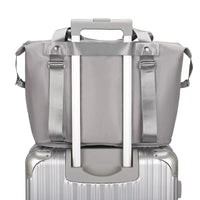 Mandotos folding travel bag for women, versatile backpack, shoulder, gym, weekender, and overnight bag in compact design.
