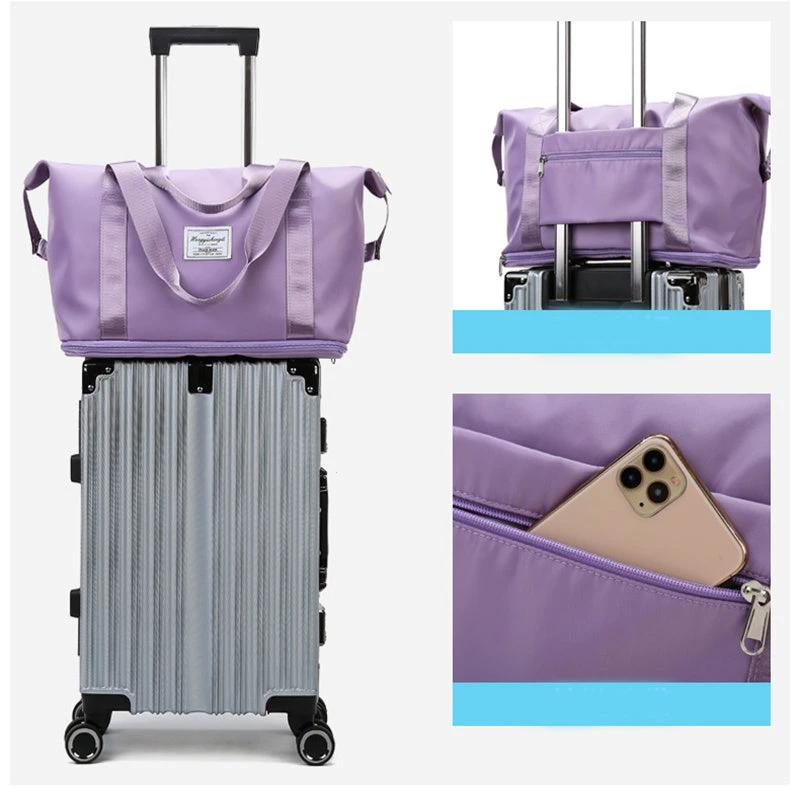 Mandotos large capacity travel bag for fitness, gym, workout, yoga, and outdoor activities with shoulder strap and spacious design.