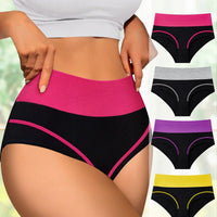 Set of four high-waisted MANDOTOS women's panties with breathable, tummy-tightening fabric and comfortable triangle shape design.