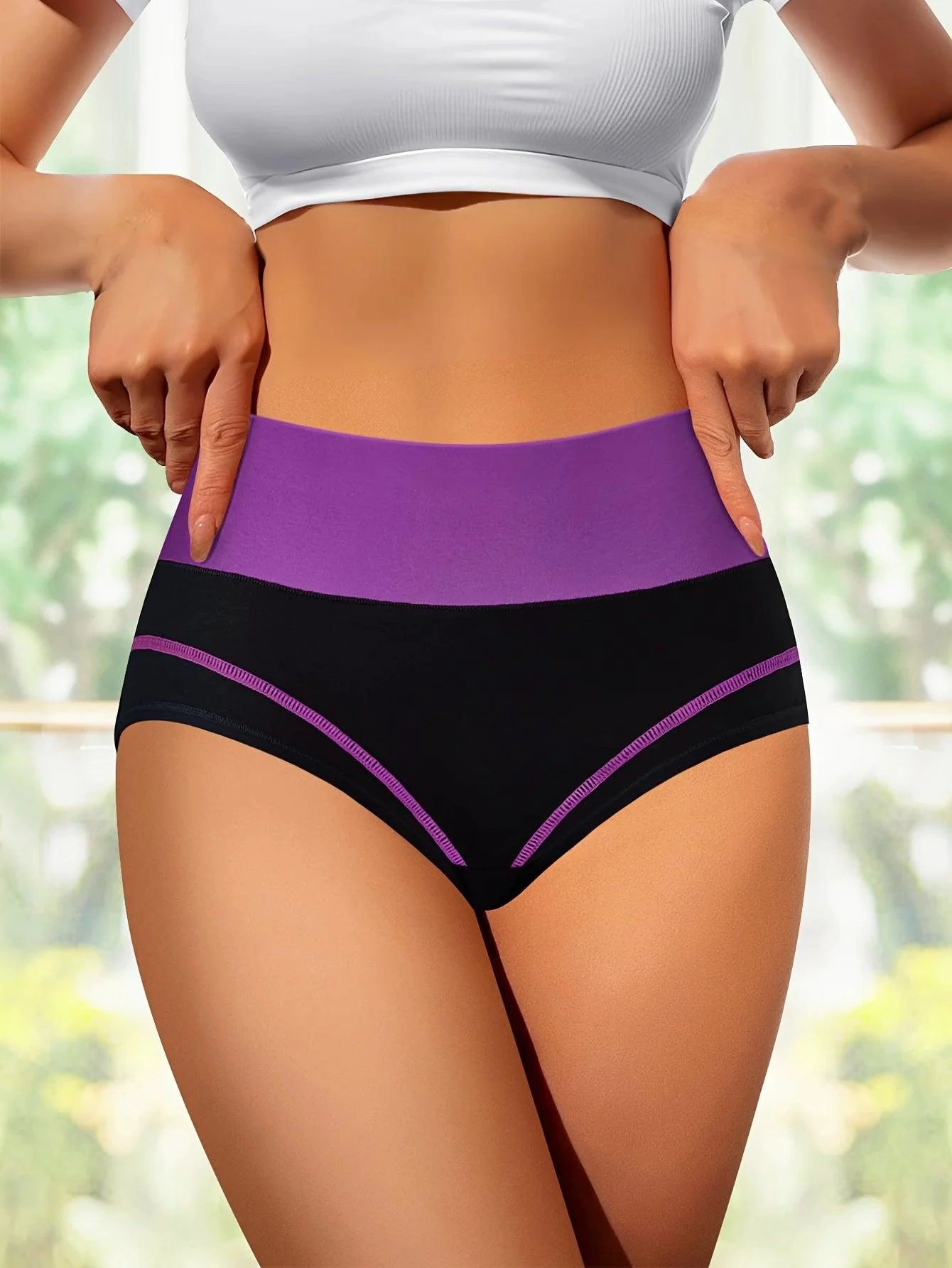 4 pcs High Waisted Tummy Tightening Women's Panties Fashionable Breathable Comfortable Shape Triangle Pants for Women - MANDOTOS