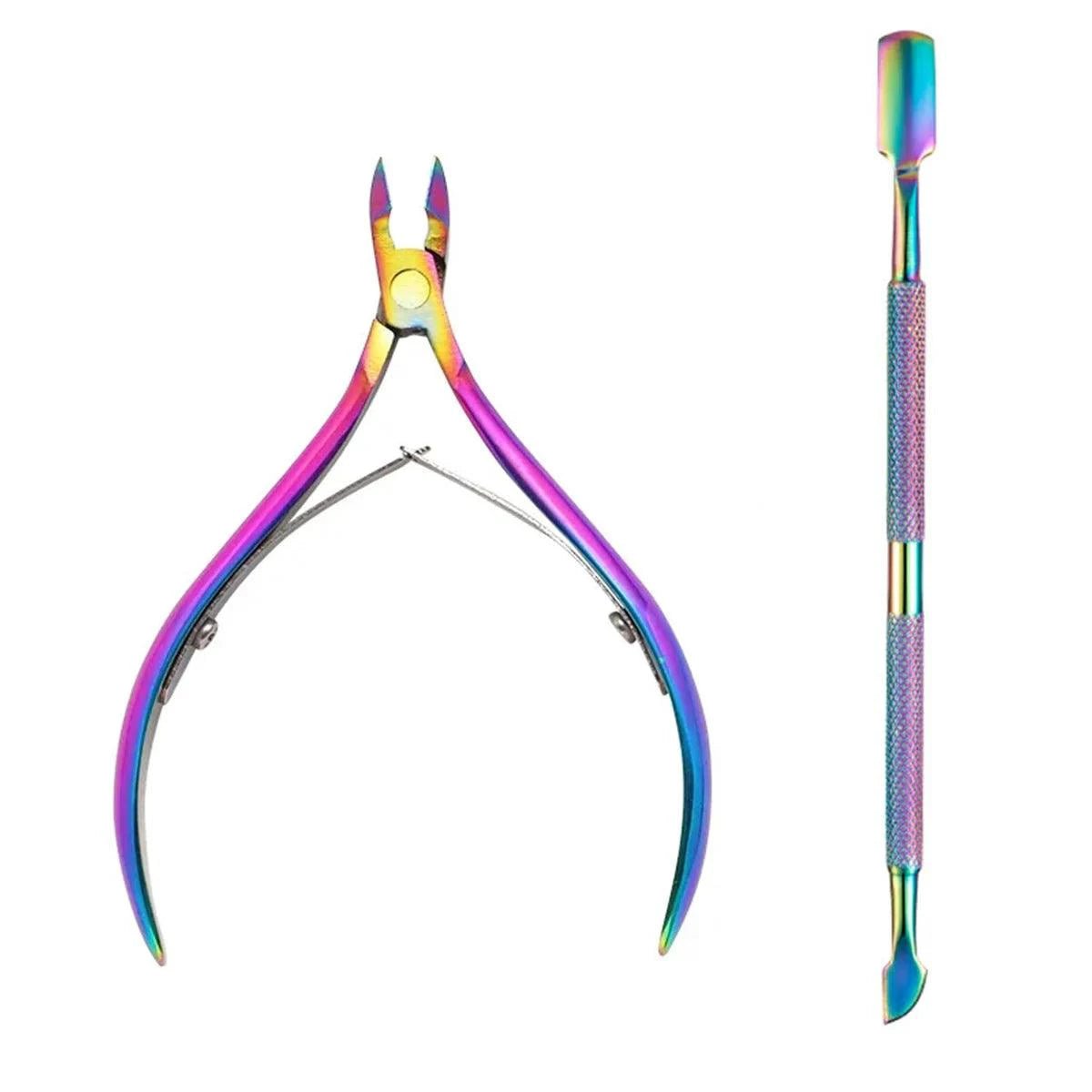 4 Pcs/Set Professional Stainless Steel Nail Cutter Scissor Nippers Muti Function Cuticle Pusher Remover Nail Care Manicure Kits - MANDOTOS