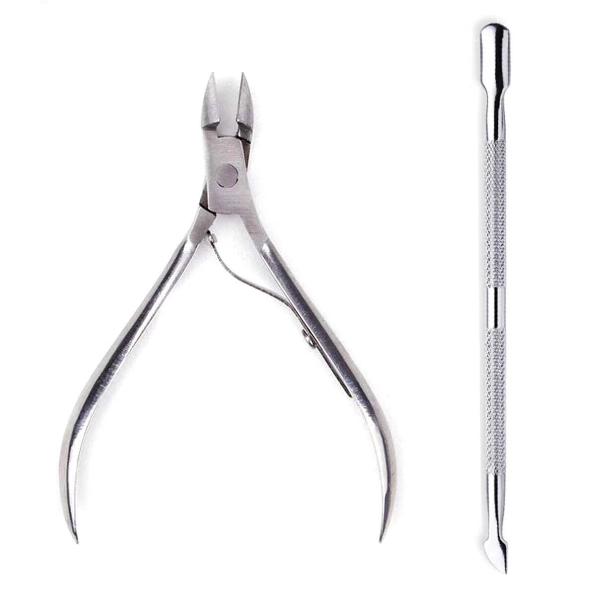 4 Pcs/Set Professional Stainless Steel Nail Cutter Scissor Nippers Muti Function Cuticle Pusher Remover Nail Care Manicure Kits - MANDOTOS