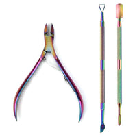 4 Pcs/Set Professional Stainless Steel Nail Cutter Scissor Nippers Muti Function Cuticle Pusher Remover Nail Care Manicure Kits - MANDOTOS