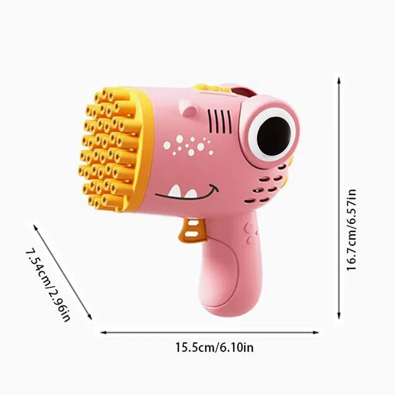 Mandotos 40-hole dinosaur-shaped handheld bubble machine with electric bubble gun for outdoor weddings and parties