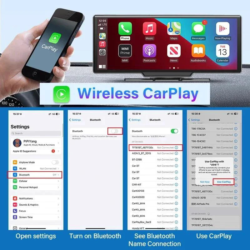 4K 10.26'' Mirror Dash Cam w/ Carplay & Android Auto - MANDOTOS INTERNATIONAL