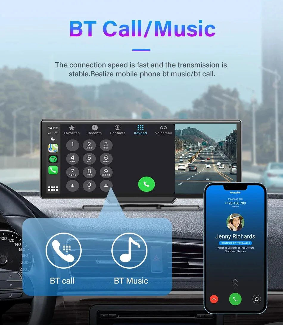 4K 10.26'' Mirror Dash Cam w/ Carplay & Android Auto - MANDOTOS INTERNATIONAL