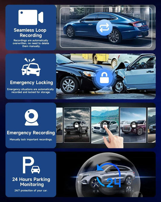 Mandotos 4K 10.26-inch mirror dash cam with CarPlay and Android Auto showing front view on the display.