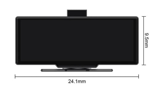 Mandotos 4K 10.26-inch mirror dash cam with CarPlay and Android Auto mounted in a car interior showing the display
