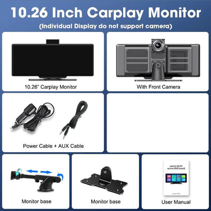 4K 10.26'' Mirror Dash Cam w/ Carplay & Android Auto - MANDOTOS INTERNATIONAL