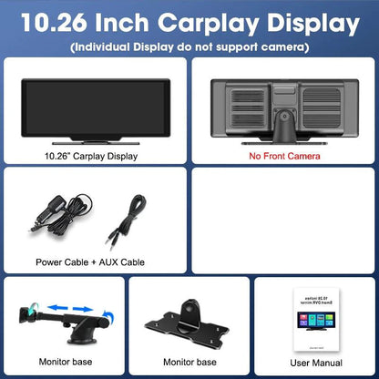 4K 10.26'' Mirror Dash Cam w/ Carplay & Android Auto - MANDOTOS INTERNATIONAL