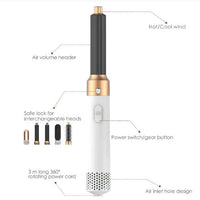Mandotos 5-in-1 Hair Styler Brush with multiple attachments for styling, drying, and volumizing hair.