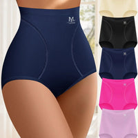 Set of 5 high waist ice silk triangle panties for women by MANDOTOS, breathable, scarless, comfortable summer underwear.