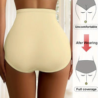 Set of 5 high-waist Ice Silk triangle panties for women, breathable, comfortable, scarless, summer thin models by MANDOTOS.