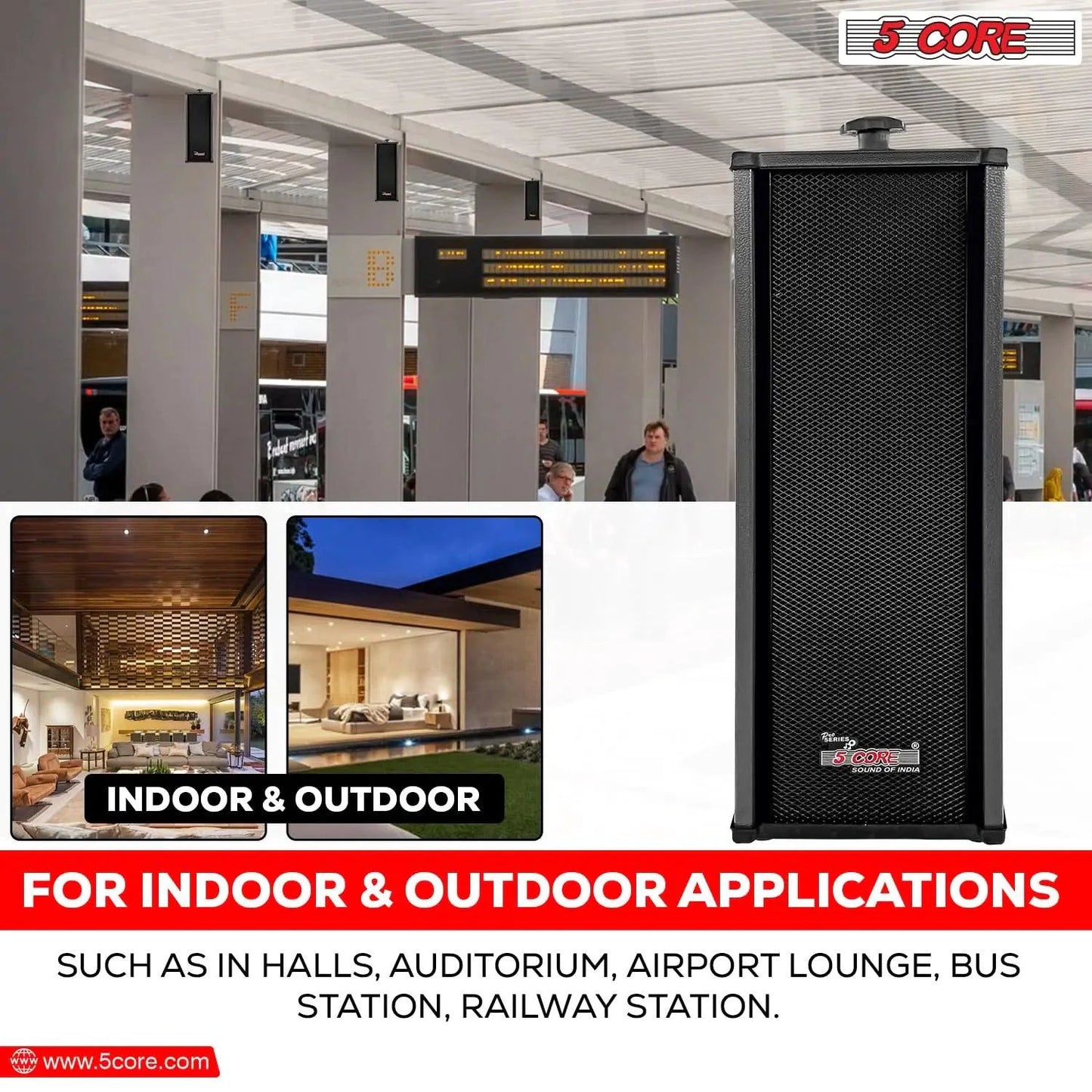 Mandotos 5Core 100W indoor/outdoor stereo speakers with durable design and high-quality sound, suitable for outdoor or indoor use.