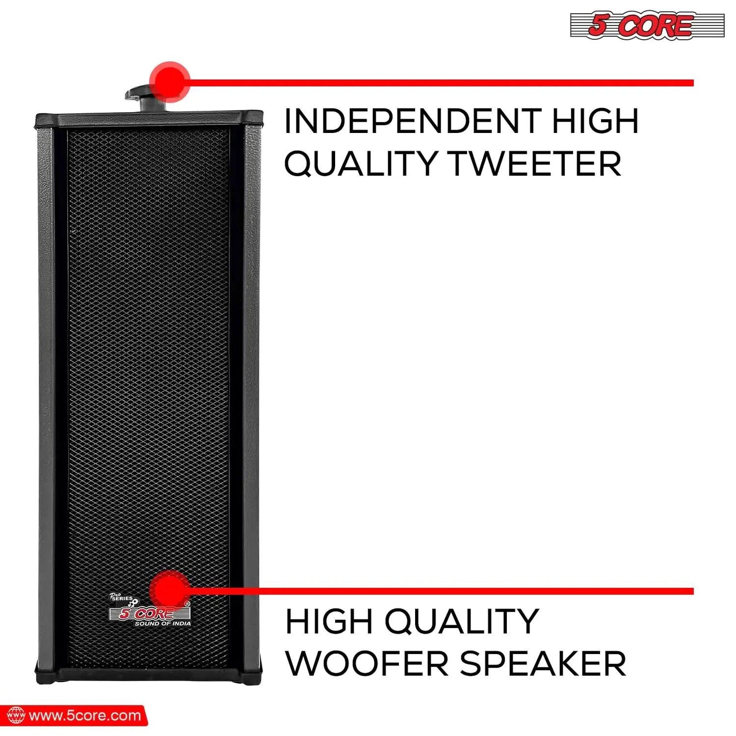 Mandotos 5Core 100W indoor/outdoor stereo speakers with durable design and high-quality sound for versatile audio use.