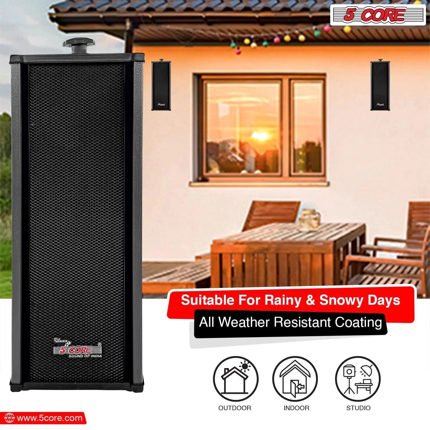 5Core 100W Indoor/Outdoor Stereo Speakers - MANDOTOS