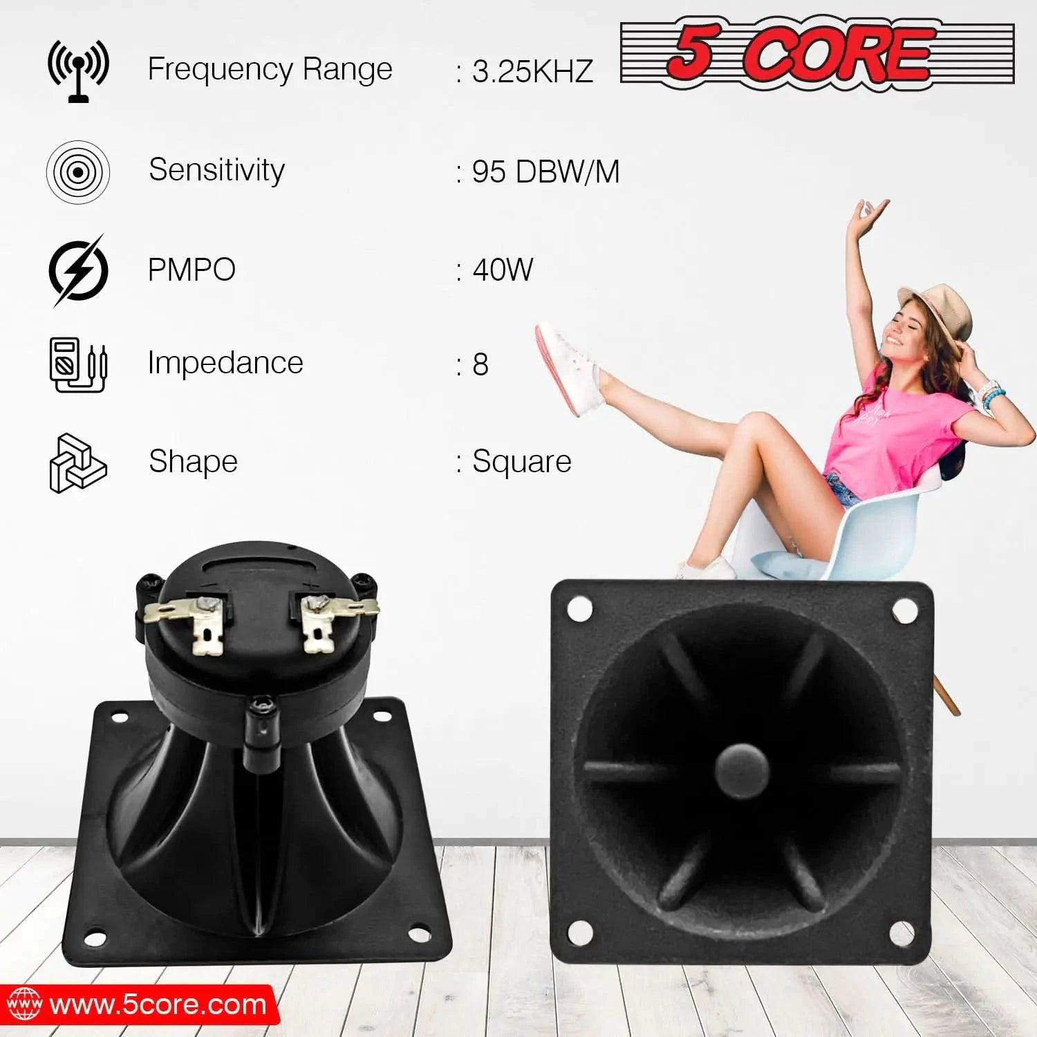 5Core 40W Square Tweeter Driver - MANDOTOS