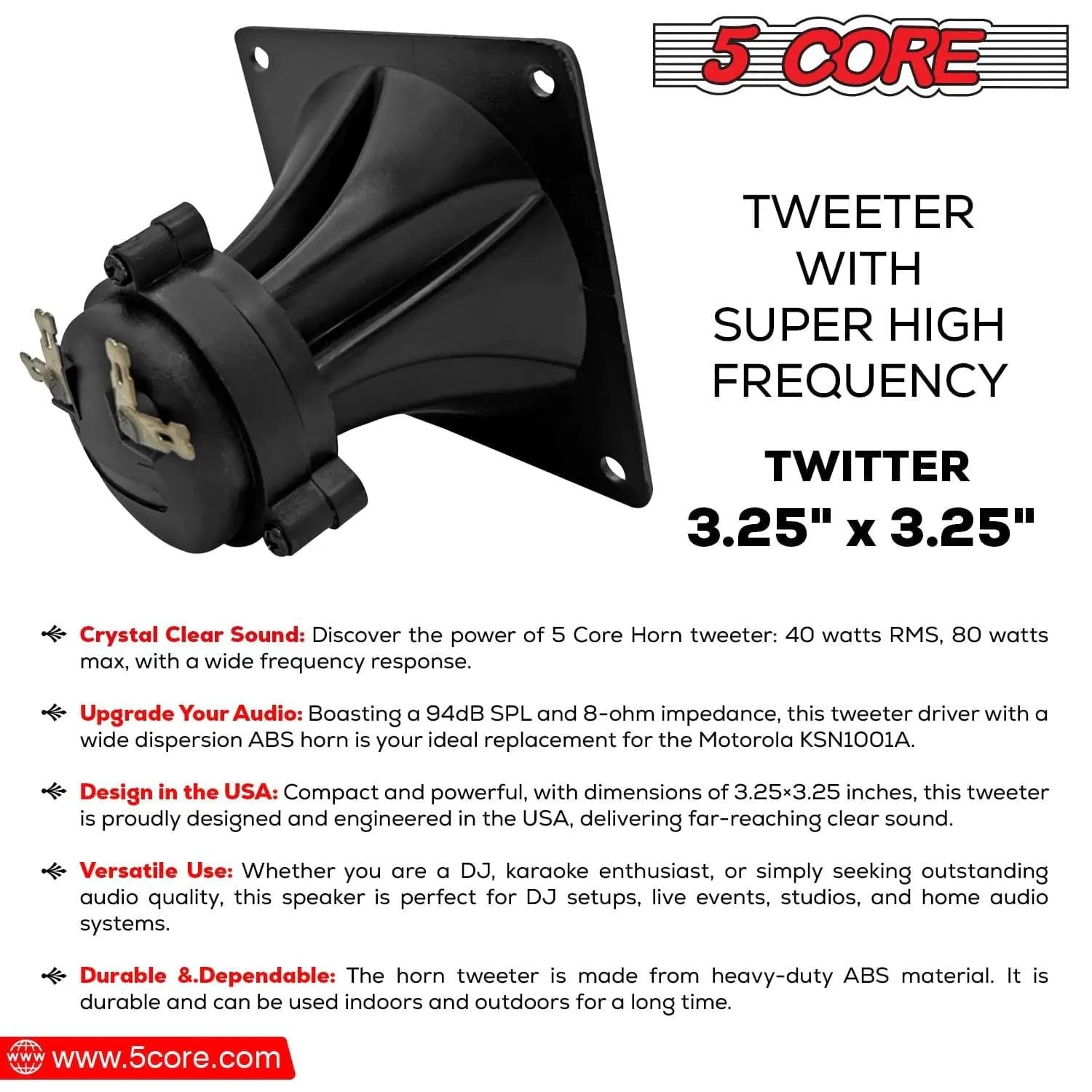 5Core 40W Square Tweeter Driver - MANDOTOS