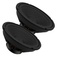 Pair of 8-inch MANDOTOS 5Core car subwoofer speakers with 500W peak power, 4-ohm impedance, designed for deep bass sound.