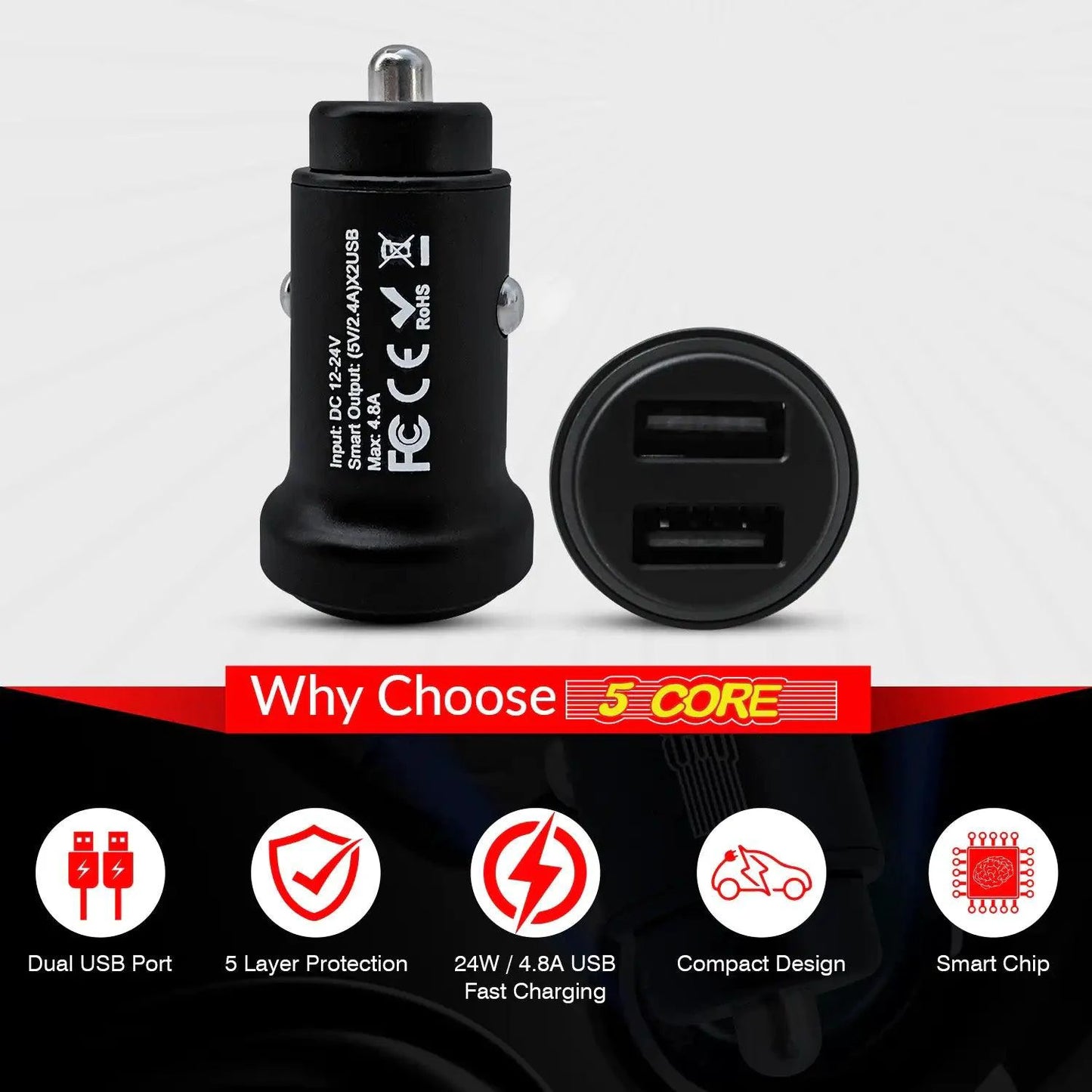 5Core SpeedCharge Car USB-C Adapter - MANDOTOS
