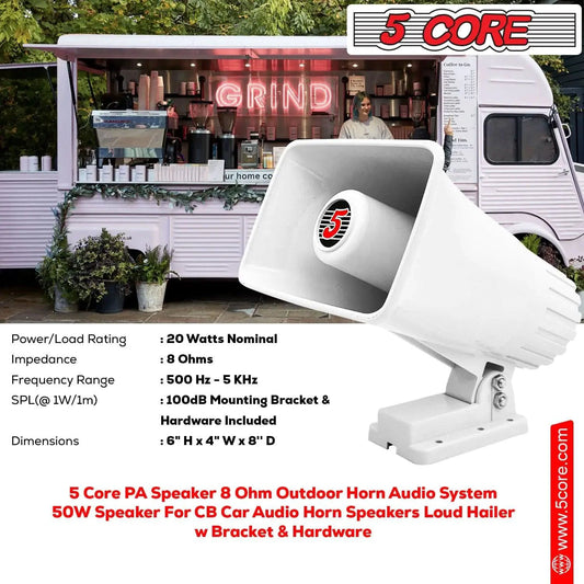 Mandotos 5Core Universal PA Horn Speaker 50W with 6x4 inch design, suitable for public address and sound amplification systems.