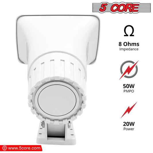 Mandotos 5Core Universal PA Horn Speaker 50W with 6x4 inch size, rugged design for loud public address sound.