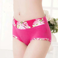 Set of five MANDOTOS women's print cotton panties with cute, colorful designs, plus size briefs, and comfortable fit.