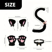 Mandotos 5-piece set includes winter cat paw gloves, open finger gloves, bell headband, and fox cat ear headwear with cute cartoon design