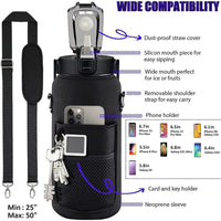Mandotos 64oz motivational hydration water bottle with time markers and leak-proof lid for active hydration.