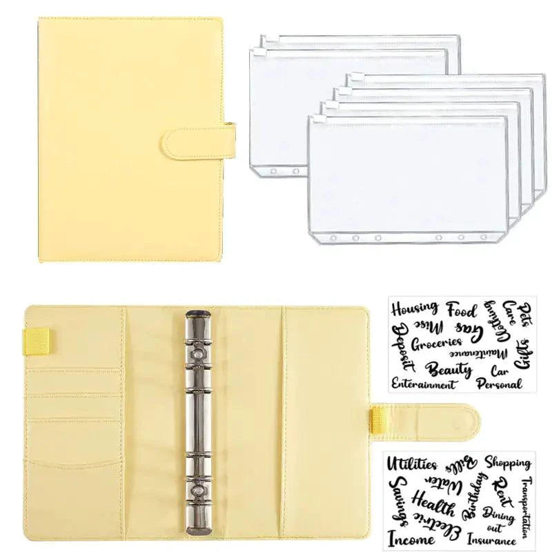 A6 Deluxe Leather Finance Organizer by MANDOTOS with multiple card slots and a sleek black leather finish.