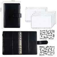 A6 Deluxe Leather Finance Organizer by MANDOTOS with multiple compartments for receipts, cards, and cash in a sleek leather design.